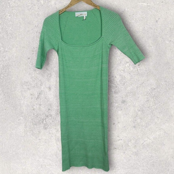 Remain Birger Christensen Rakella Ribbed Knit Dress Spring Green Size 10 NEW