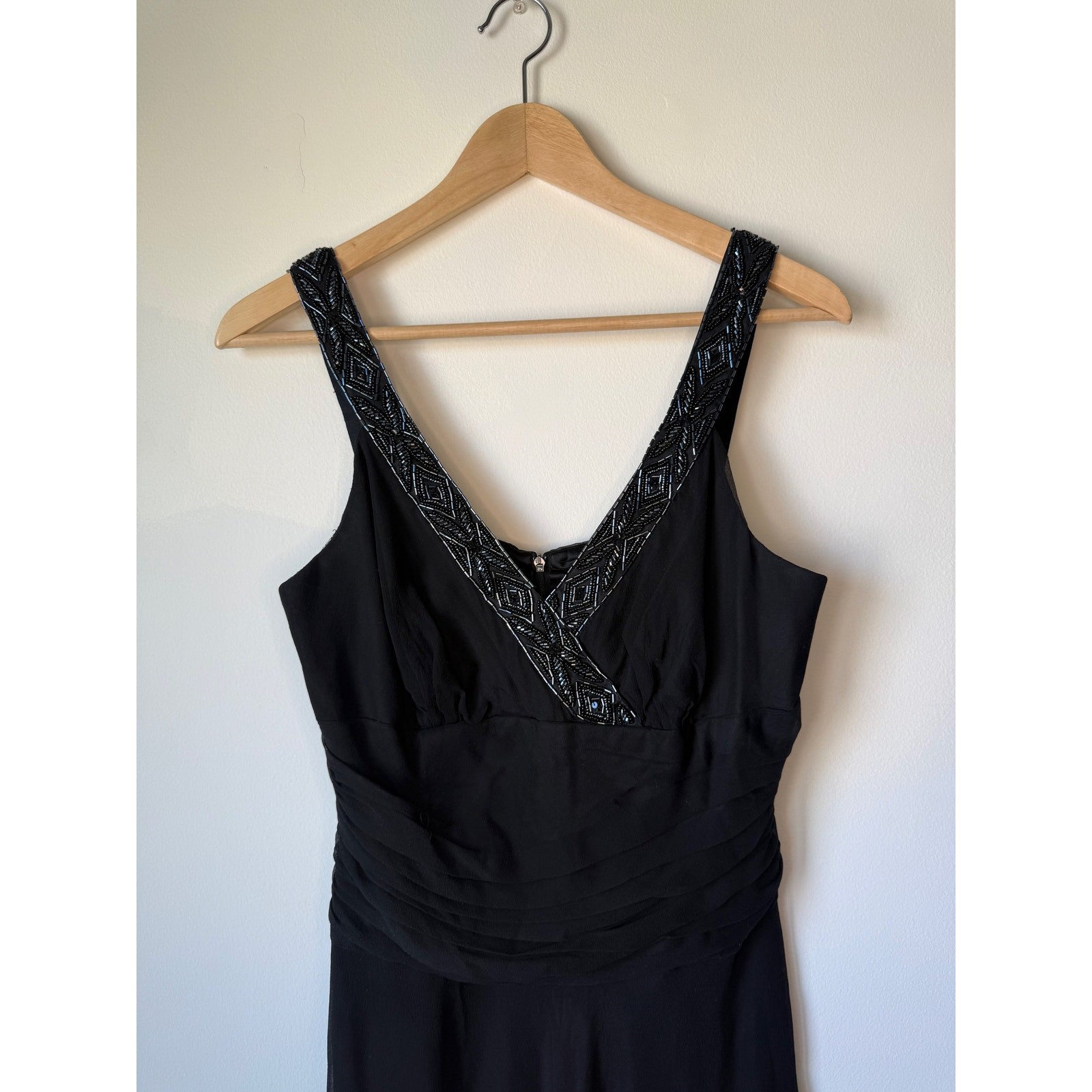 Donna Ricco Y2K Vintage Black Silk Beaded Handkerchief Cocktail Dress Size 8