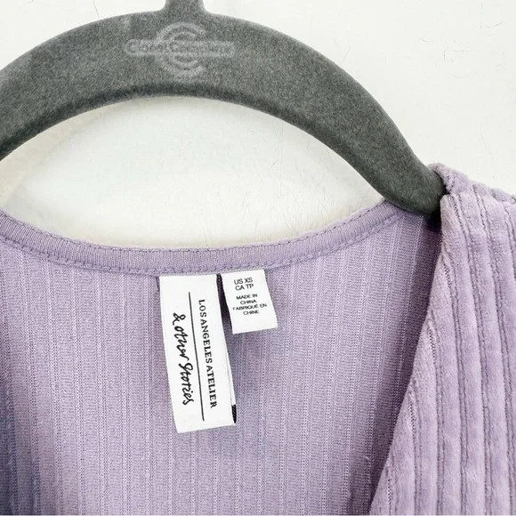 & Other Stories Lavender Corduroy Long Sleeve Wrap Mini Dress Size XS