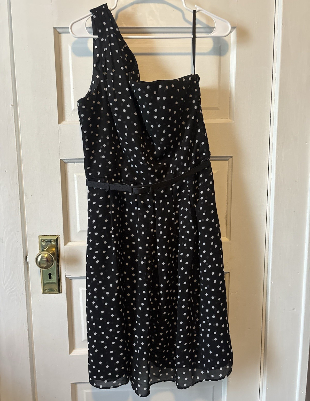 White House Black Market Women’s 12 Polka Dot A-Line One Shoulder Dress