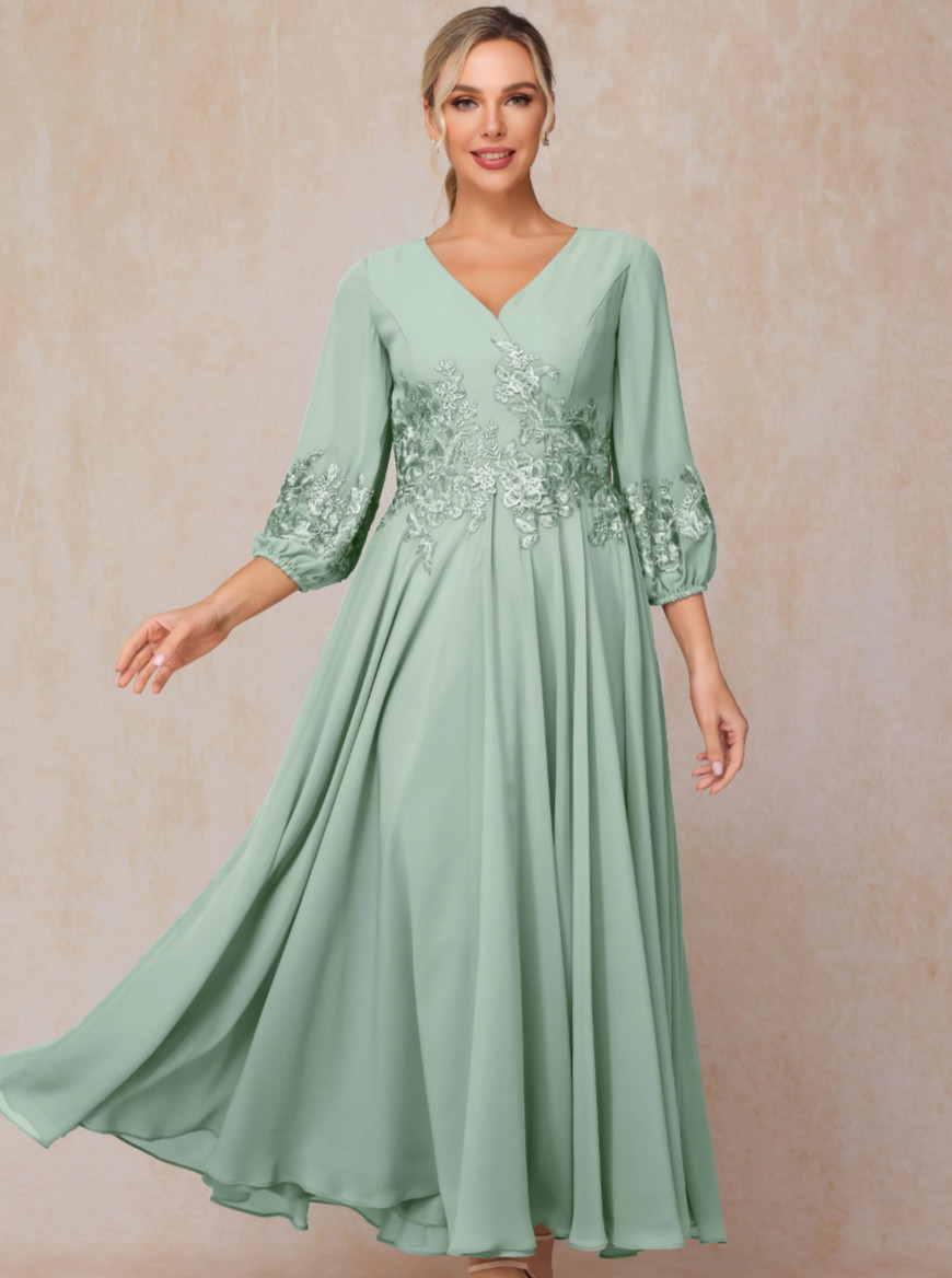 NWT Cicinia Long Sleeves Ankle Length Chiffon Mother Of The Bride Dusty Sage