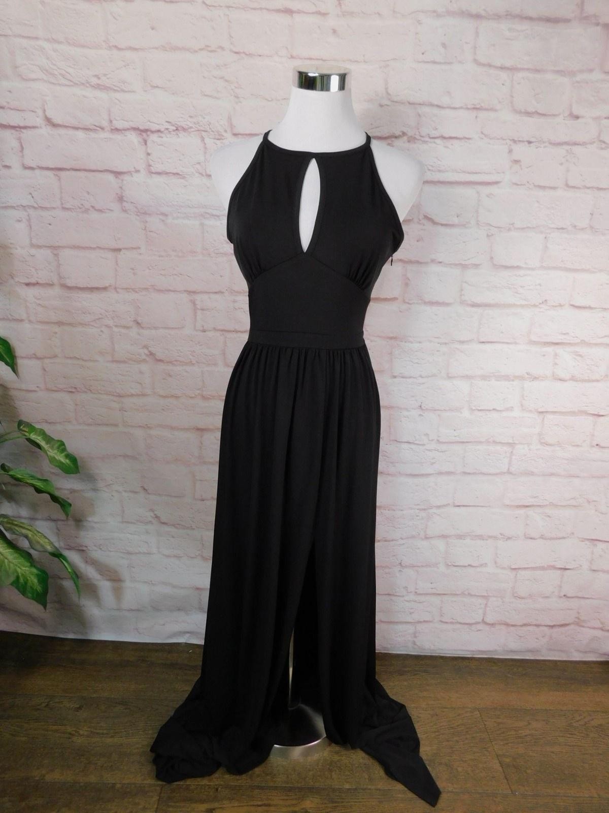MICHAEL Michael Kors Dress Womens XS Black Halter Keyhole Maxi Gown Formal Party