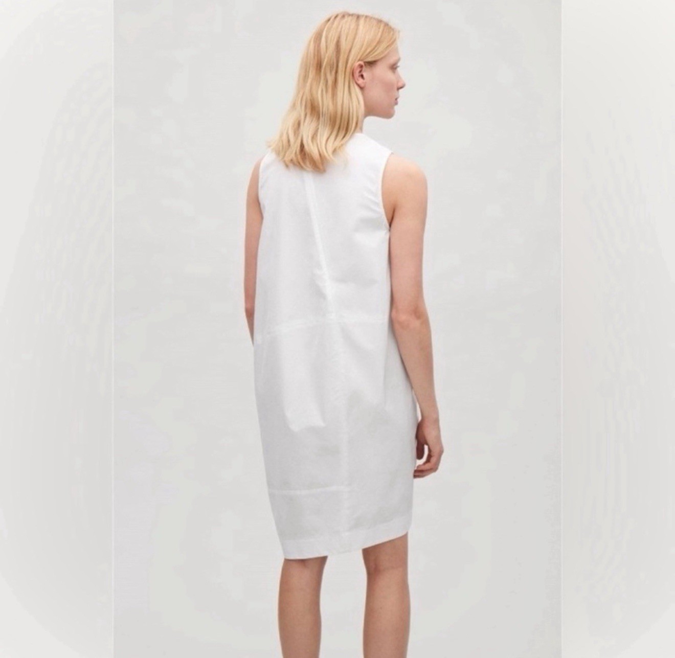 COS Voluminous Poplin Sleeveless Dress in White – EU 32