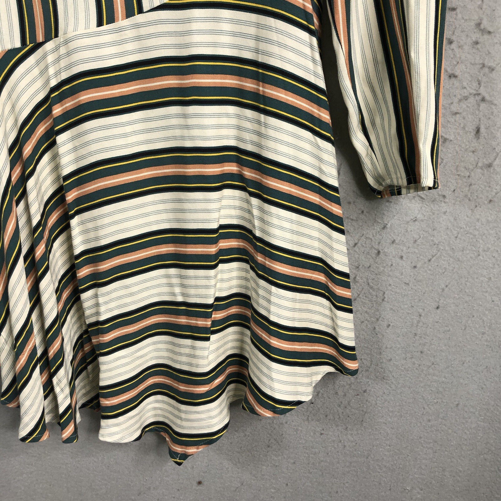 BCBGeneration Dress Womens Large Striped Drop Waist Rayon Retro Modern NEW