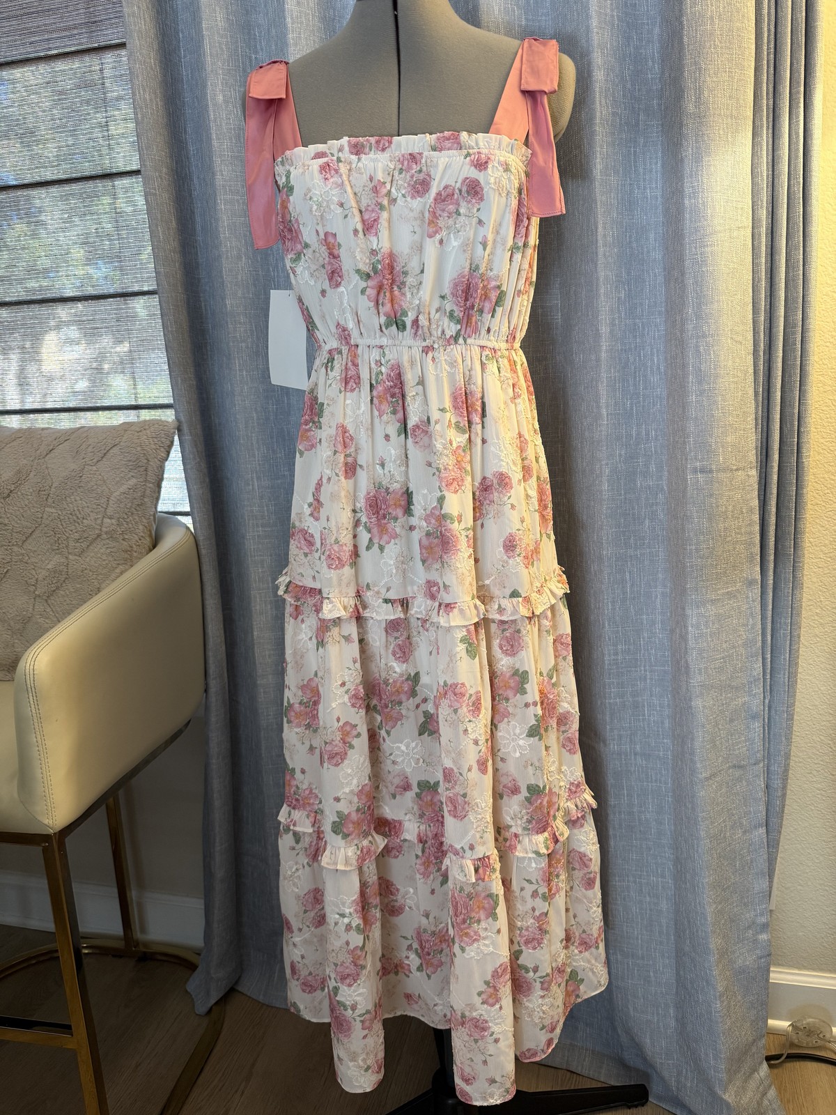 Floral Tiered Smocked Midi Dress