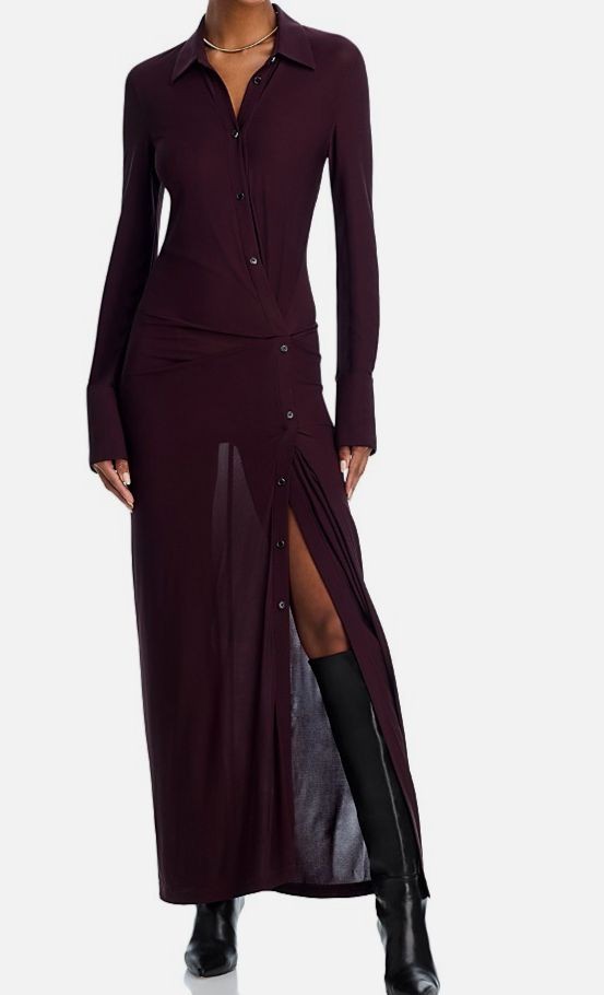 Helmut Lang Women Brown Lang Twisted Maxi Shirtdress Size M