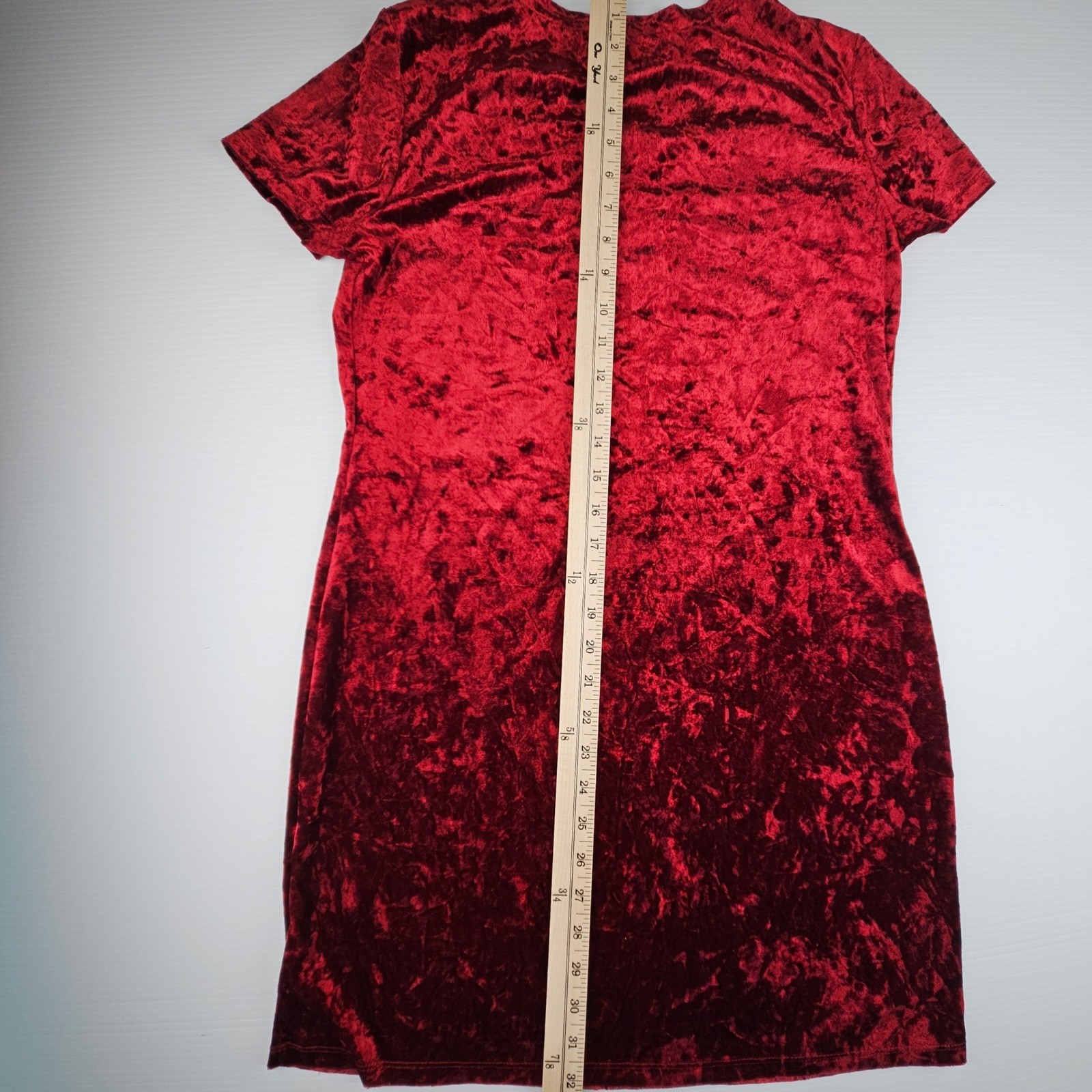 Adam Levine Red Crushed Velour Lace Up Mini Dress Short Sleeve Whimsigoth Y2K