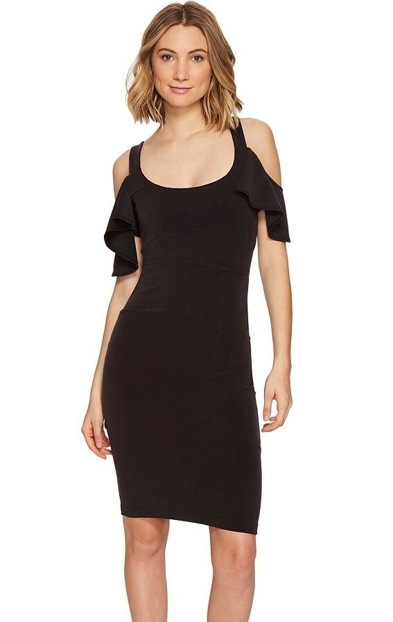 Nicole Miller 241979 Womens Sophia Cold Shoulder Sleeve Dress Black Size Medium
