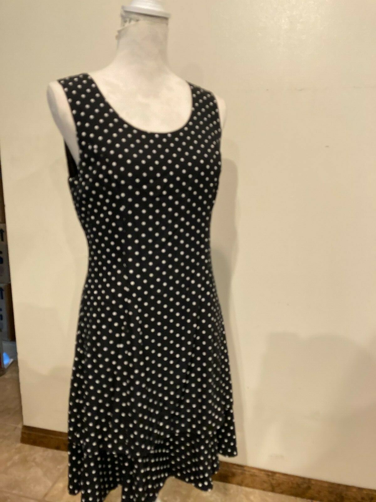 Calendar Sleeveless Dress, Medium, Double Skirt, Back Zipper