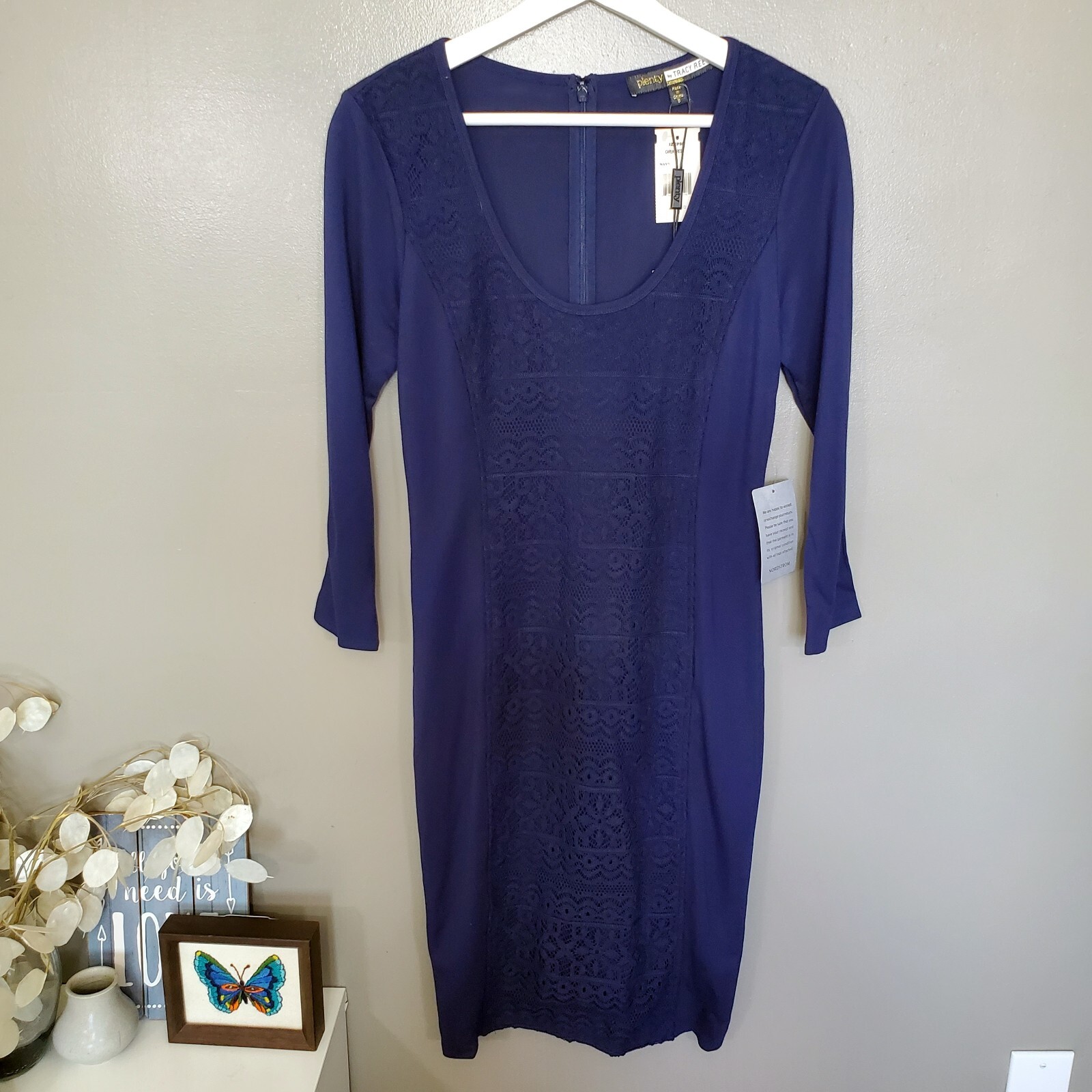 Plenty By Tracy Reese Carla Dress Womens Size 8 Navy Blue Lace Sheath New Tags