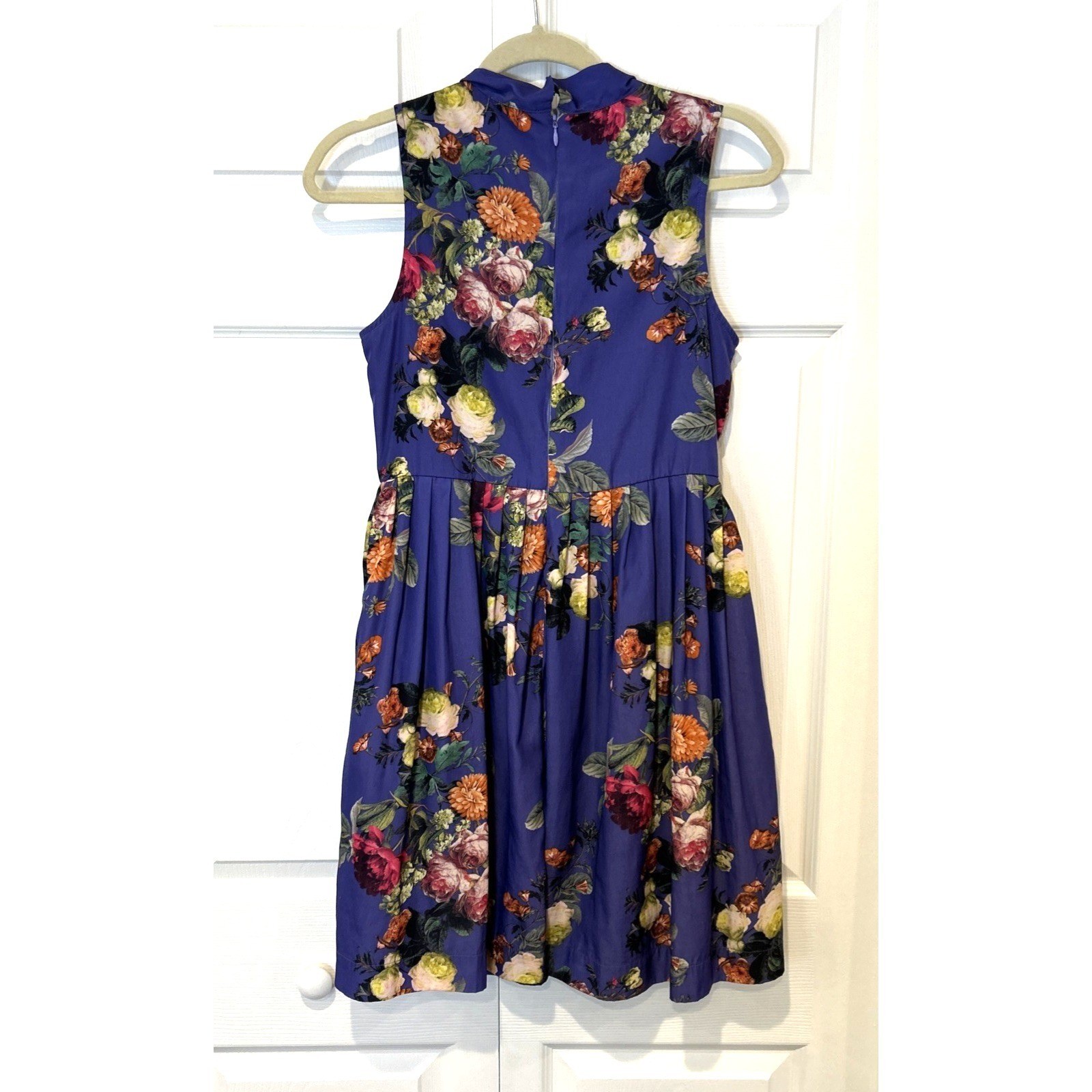 Bea & Dot by ModCloth Floral Fit & Flare Dress Women Small Purple Sleeveless Bow