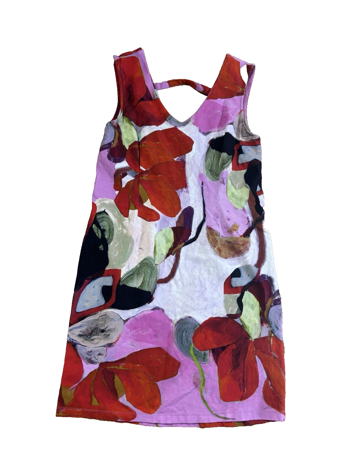 Dolcezza Rouge Abstract Floral Shift Dress Sleeveless Pink Red Est. Small