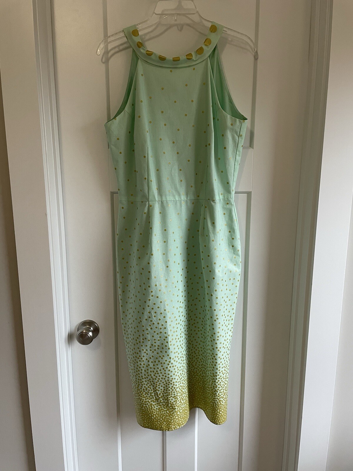 Siri cocktail Bea Dress Mint Green Gold Polka Dots Sz 10 Retails $425.00 NWT