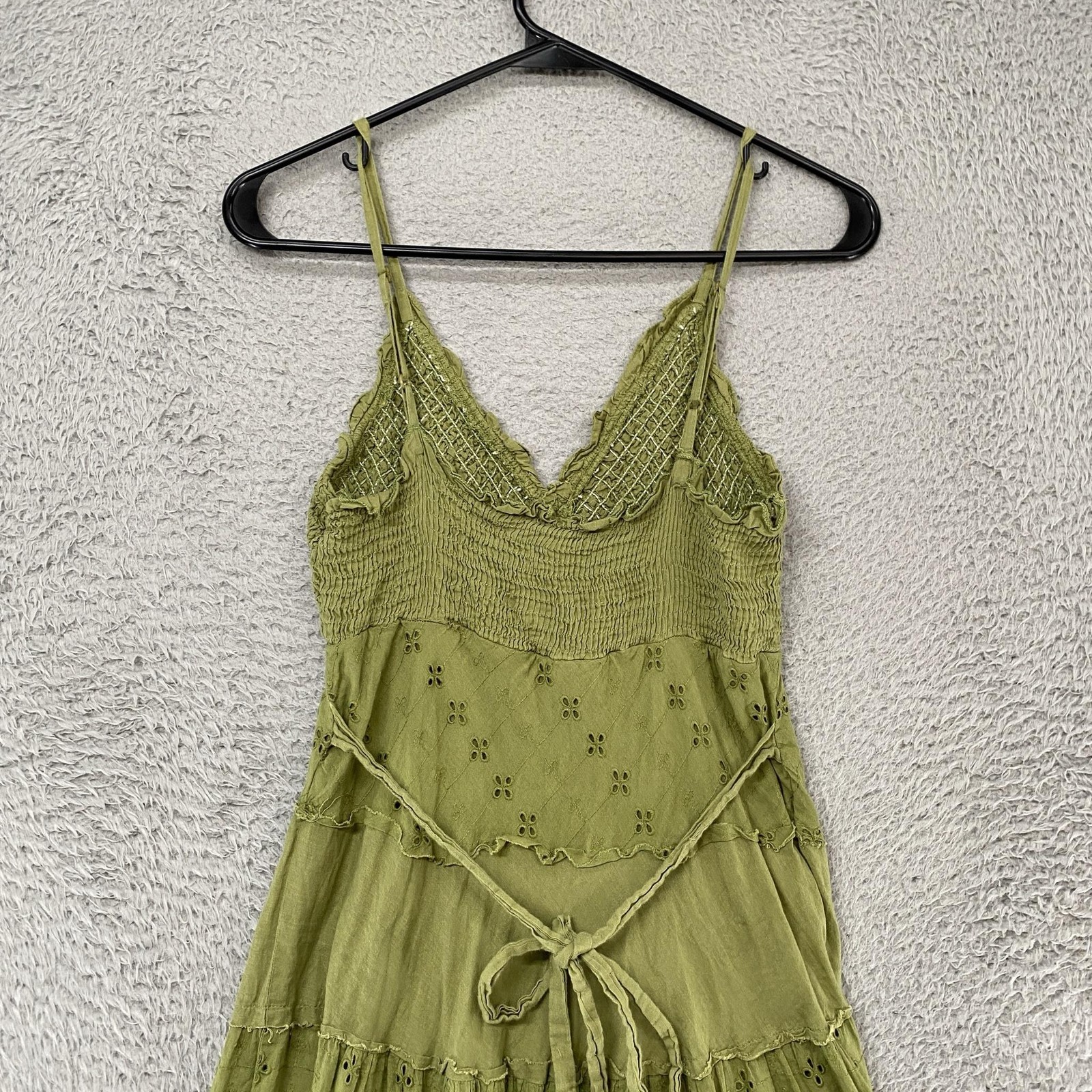 Connected Y2K Fairy Dress Womens Small Embroidered Tiered Midi Sundress Boho