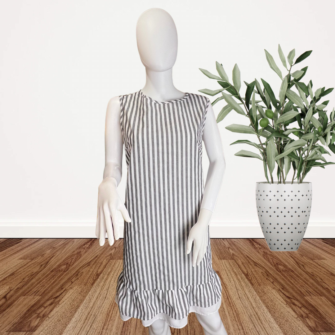 Emery Rose Dress XXL Bohemian Vertical Striped Mini Ruffe Hem Casual Party Dress