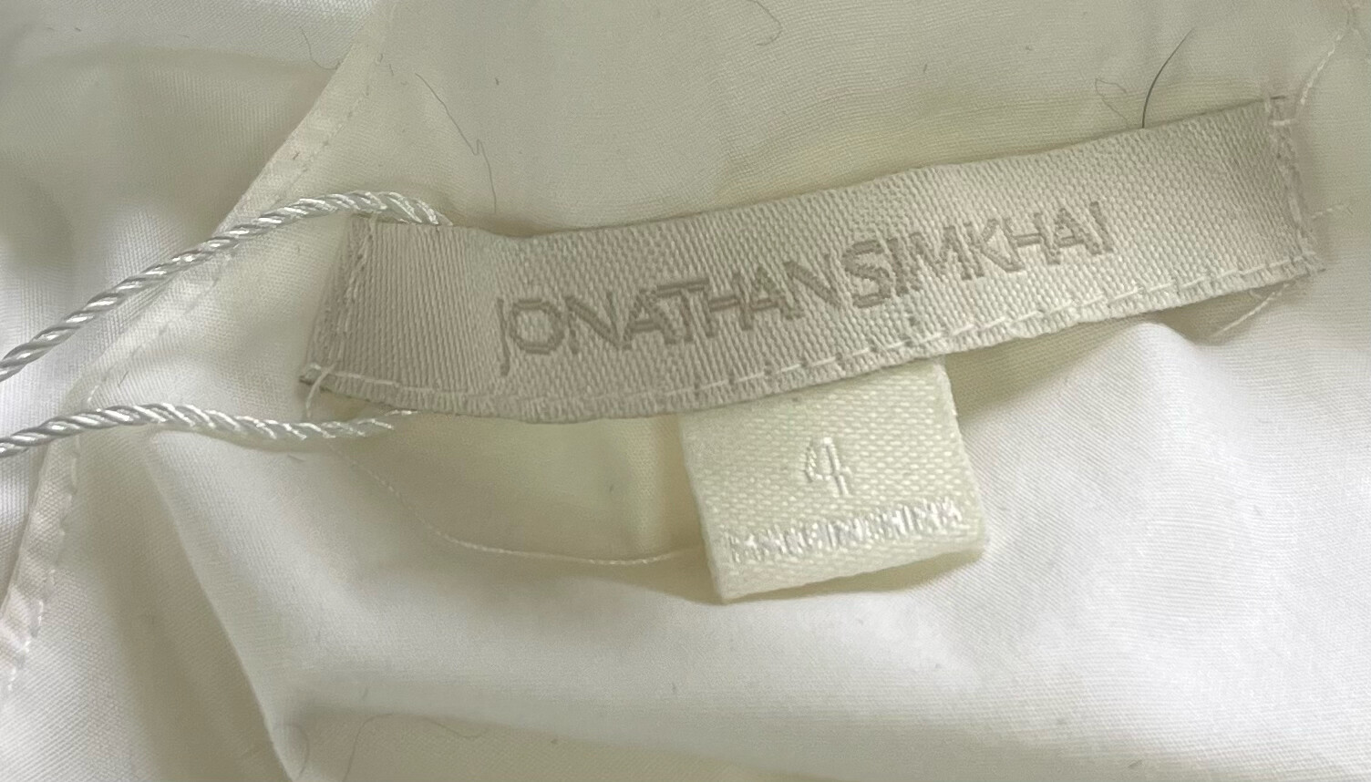 Jonathan Simkhai STAINED White Strapless Navy-Embriodered Fit+Flare Dress sz 4