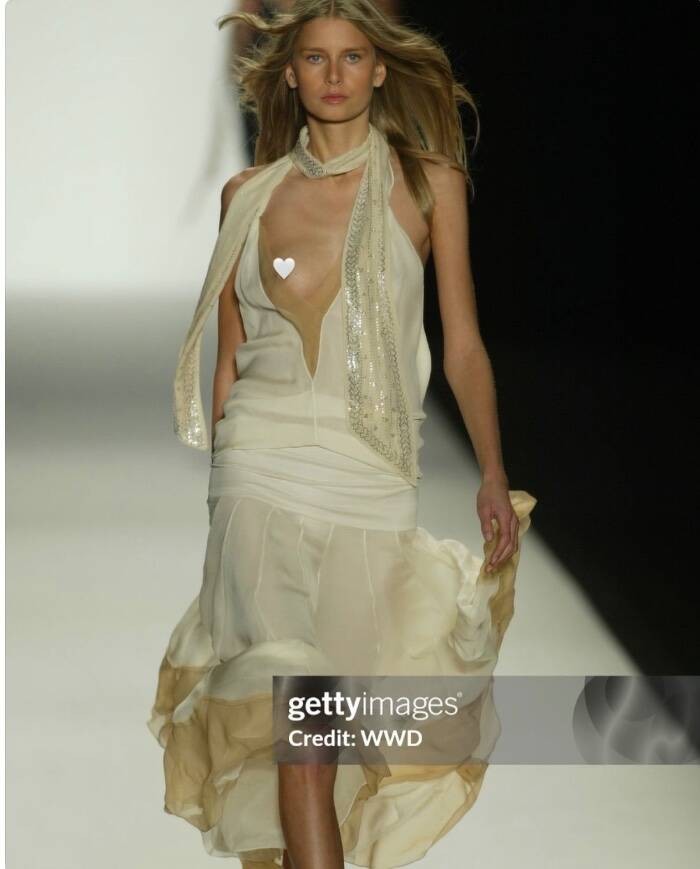 CHLOE VINTAGE S/S 2005 RUNWAY SILK HALTER DRESS SIZE fr 38