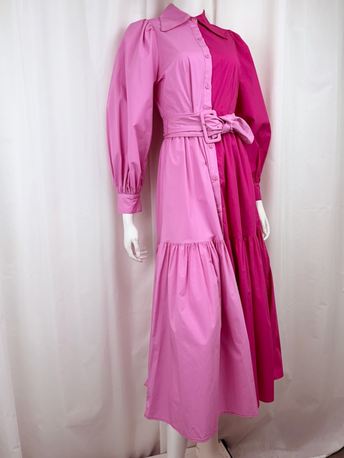 Christopher John Rogers X Target Pink Color Block Poplin Tiered Shirt Dress Sz 0