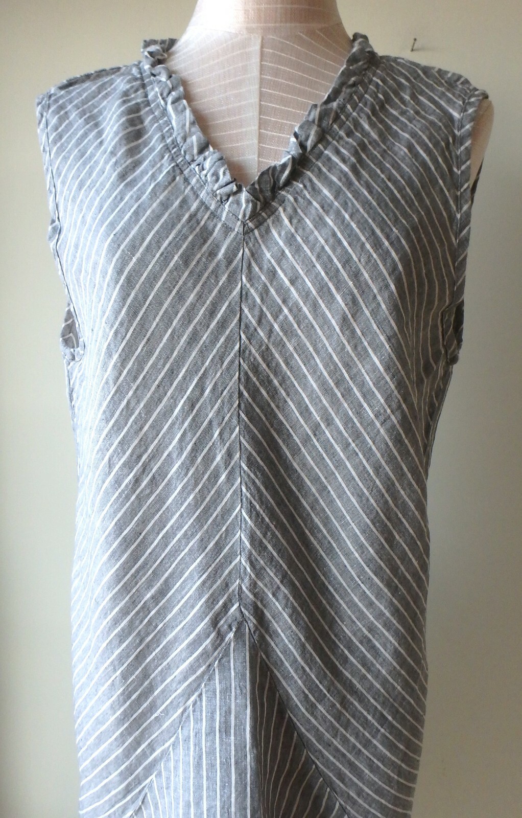 FLAX Designs Linen Dress M & L NWT Special Dress GREY STRIPE