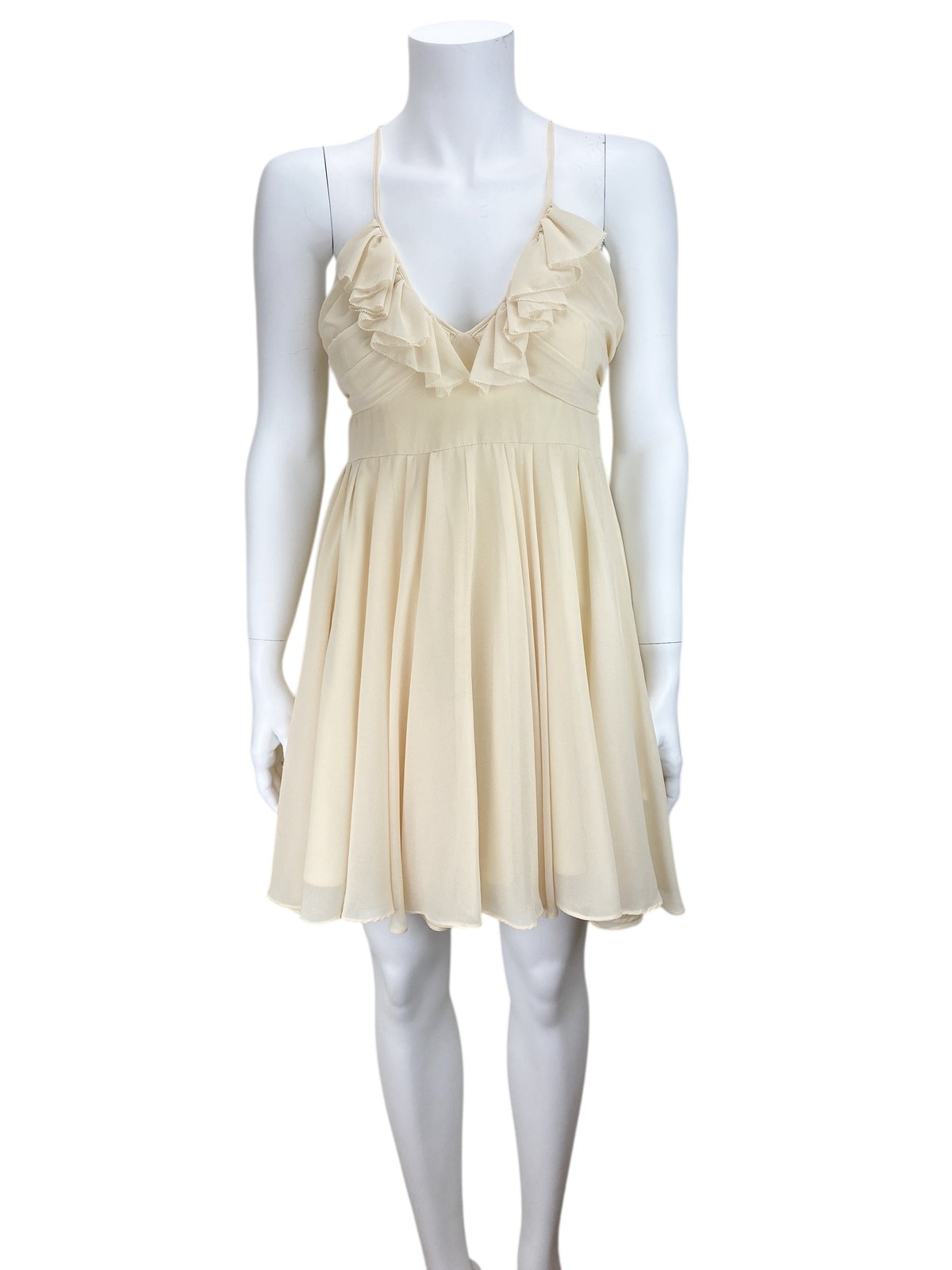 Pookie & Sebastian Women’s Ruffle Chiffon Dress Cream Size L (may run small)
