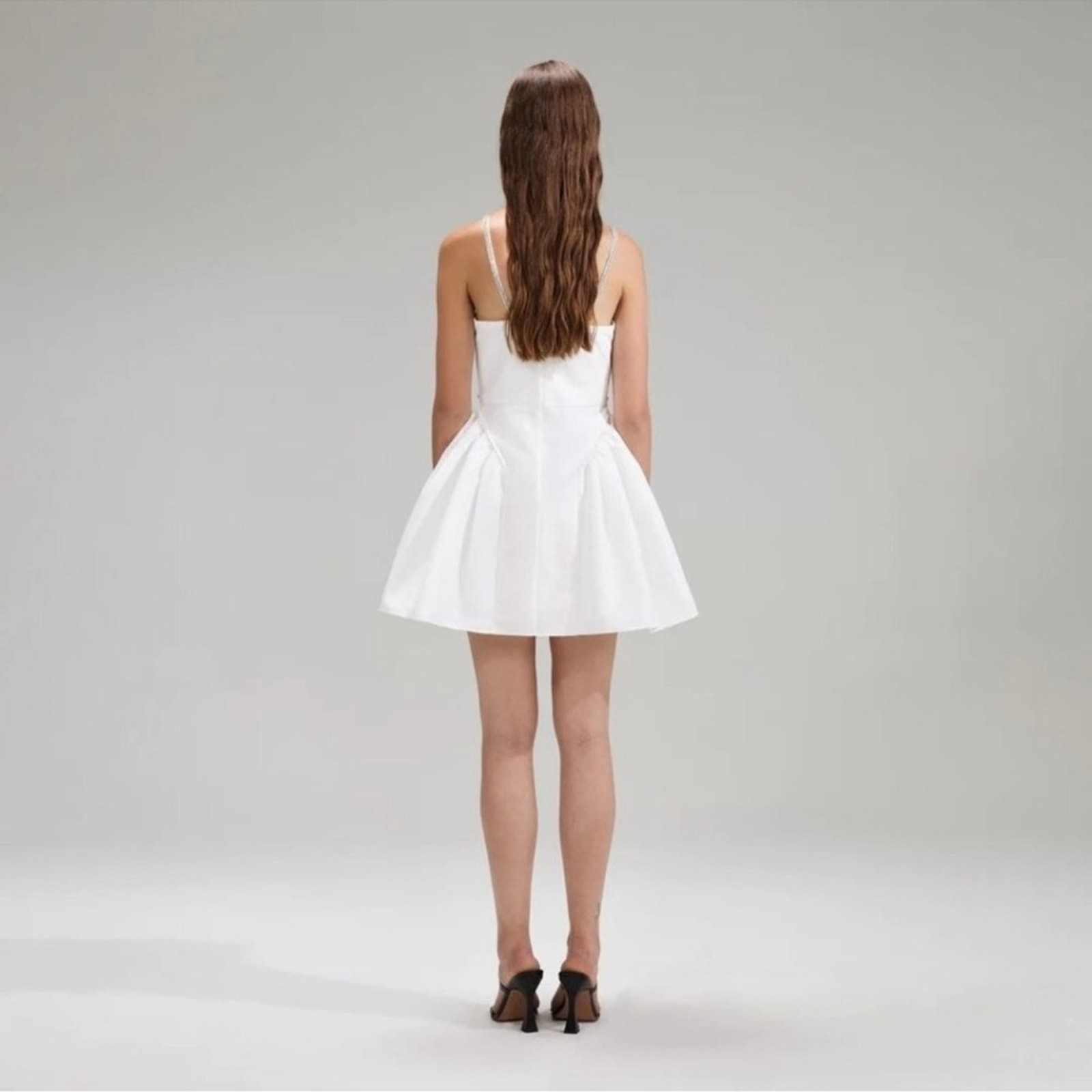 Self Portrait White Taffeta Flared Mini Dress UK6/US2