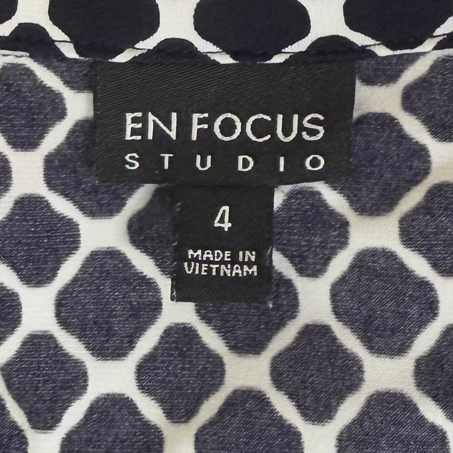 En Focus Studio Dress Womens 4 Black Multicolor Quatrefoil Striped Casual Work