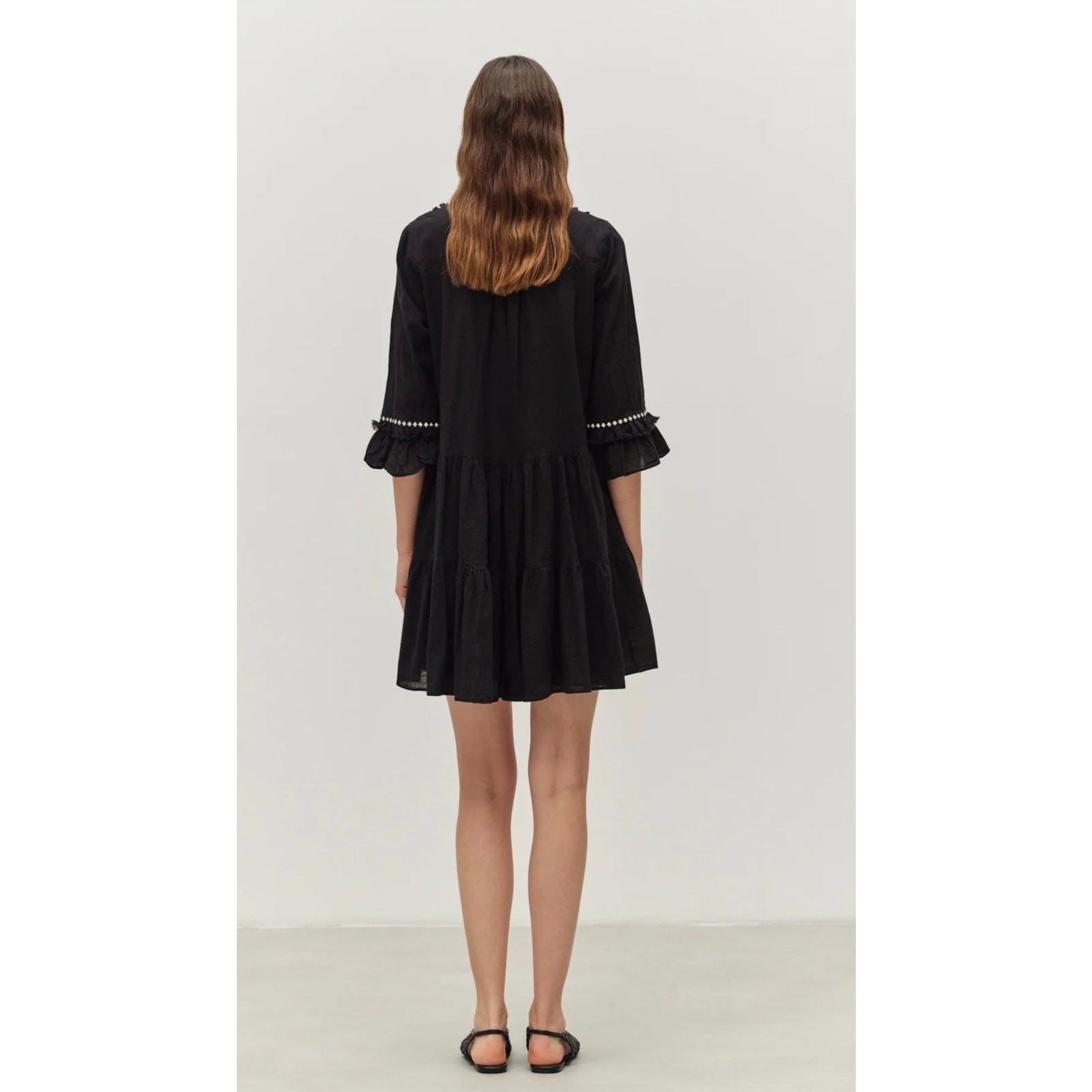 Devotion Twins Efisto Cotton Black Embroidered Mini Dress Size Small