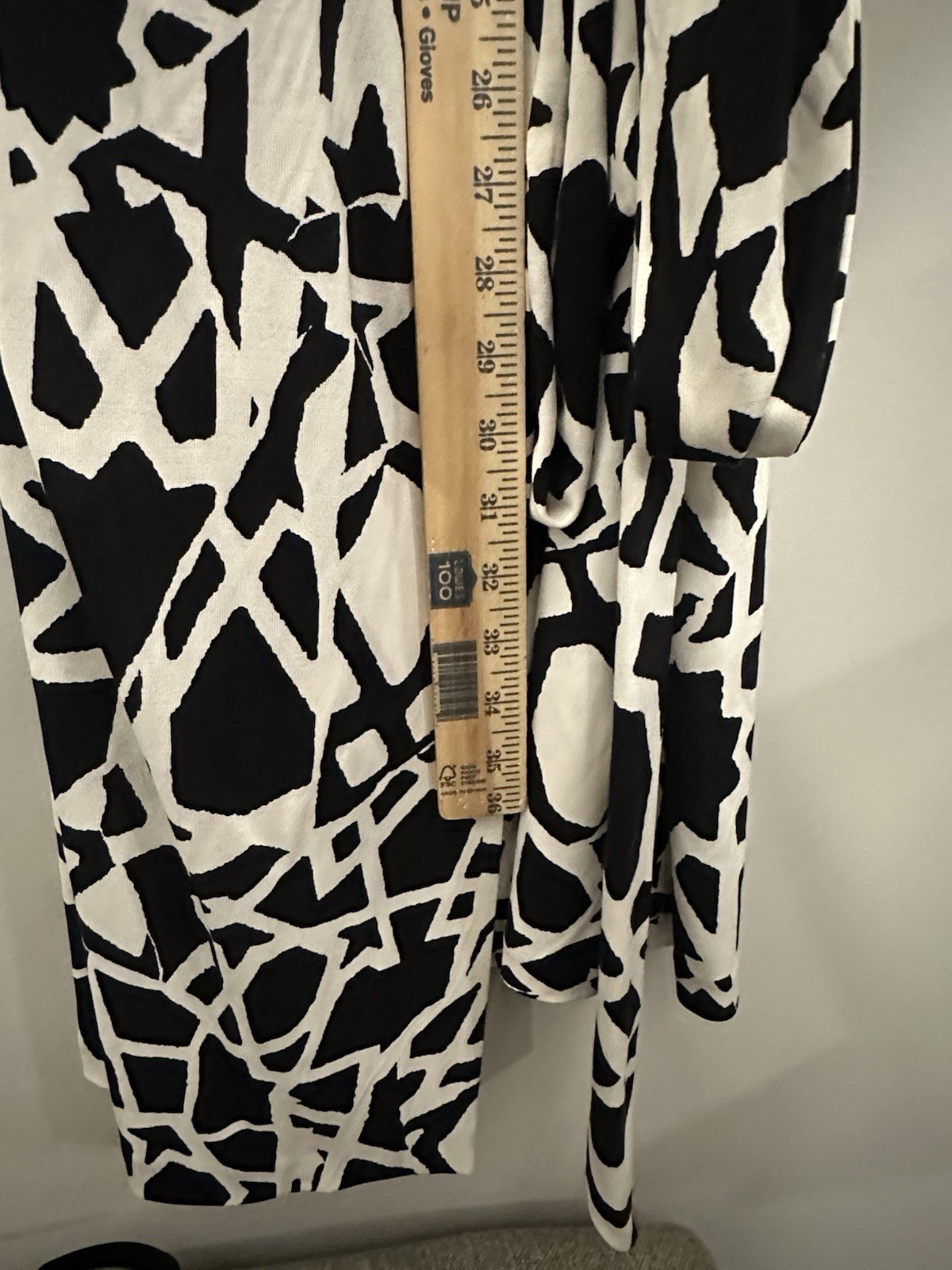 Diane von Furstenberg Vintage Silk Wrap Dress Black White Abstract Size 14