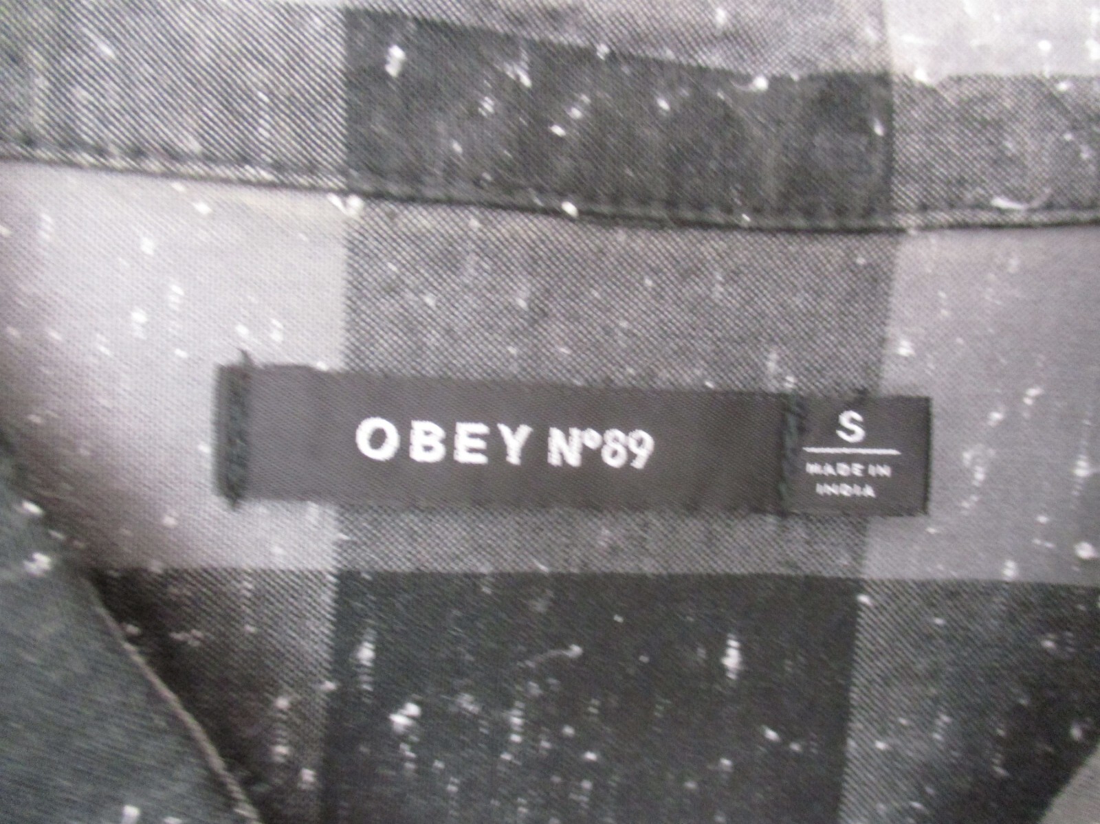 OBEY #89 Size S Womens Gray Plaid 100% Cotton Button Up Flannel Shirt Dress 757