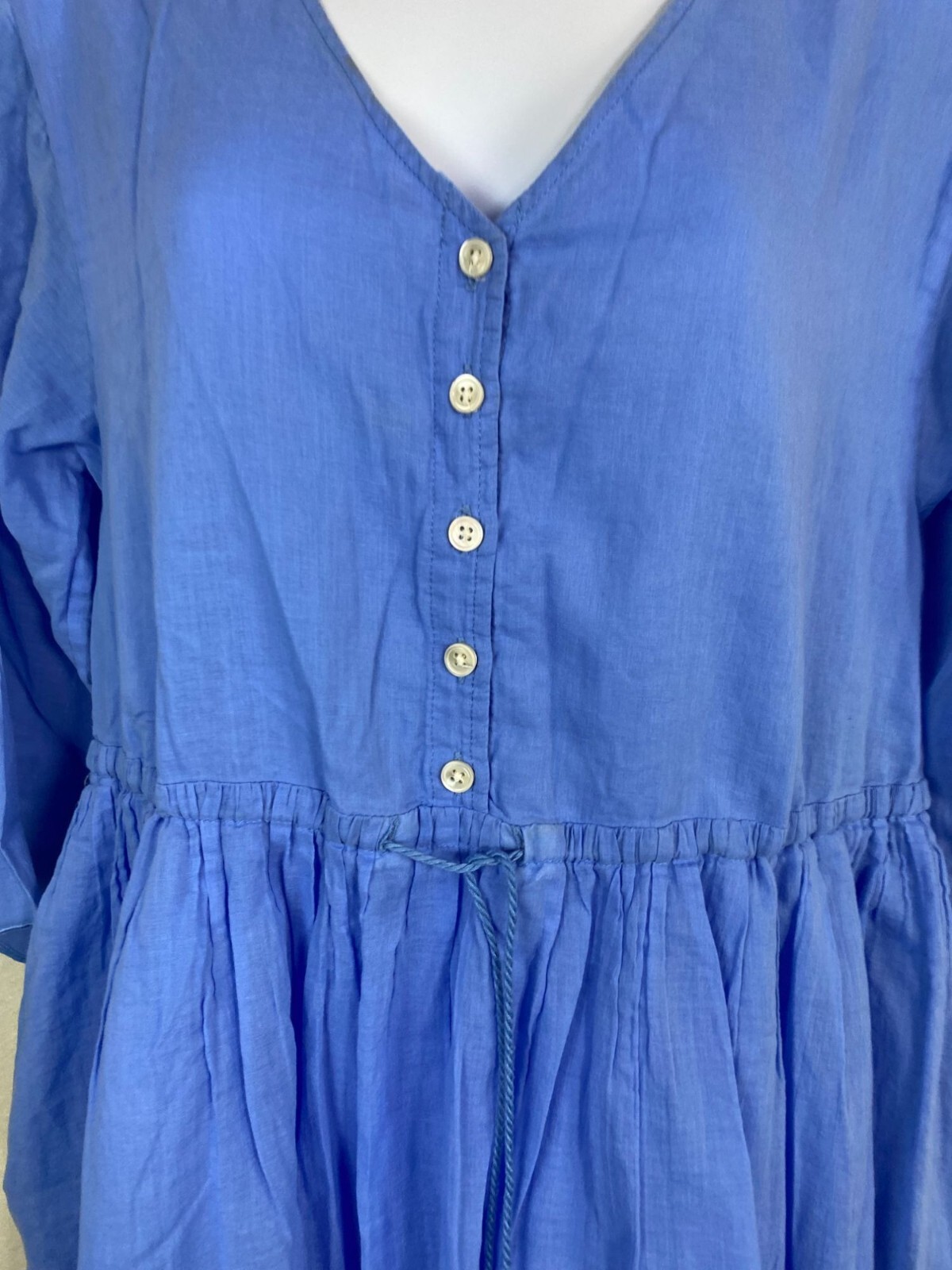 ATM Anthony Thomas Melillo Blue V-Neck Dress size Medium Lightweight 3/4 Sleeve