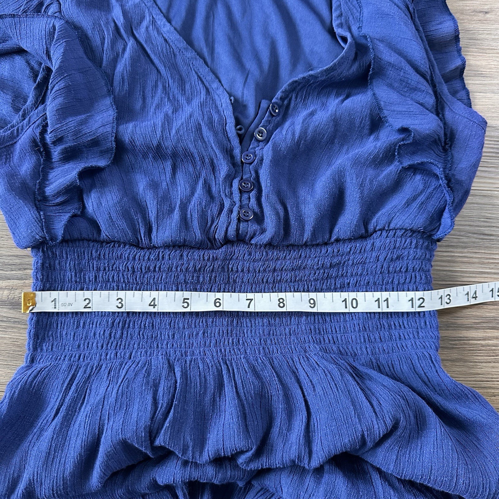 J GEE Tiered Midi Dress Boho Blue Sleeveless Dress Petite Large Flutter Sleeves