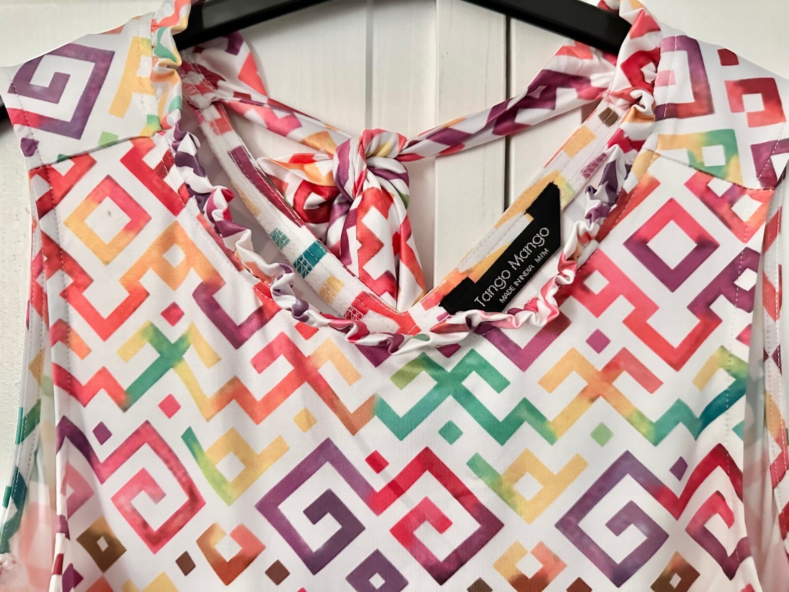 Tango Mango, NWT, White/Red/Green/Yellow Geometric Tank Dress, Med, ret $85