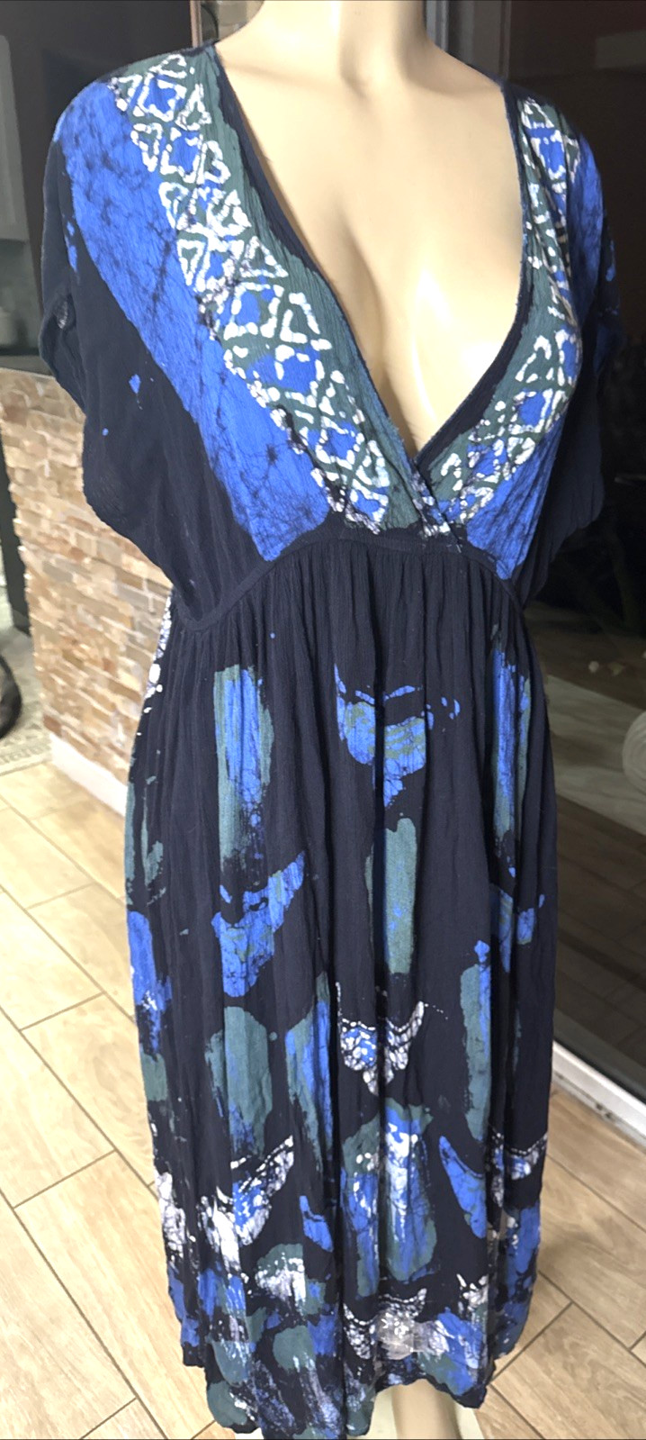 Jessica Taylor Colorful S/S Tie Dye Boho Hippie Dress XL gc