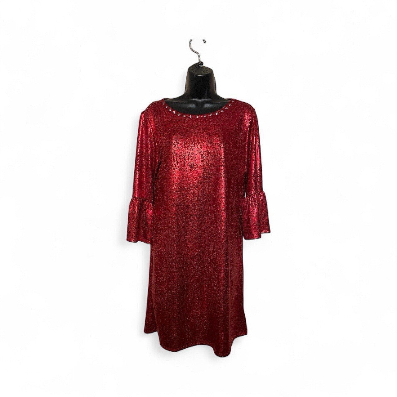 Ruby Red Size Small Red Dress PTP 18 33 L 96% Polyester Knee Length Long Sleeve