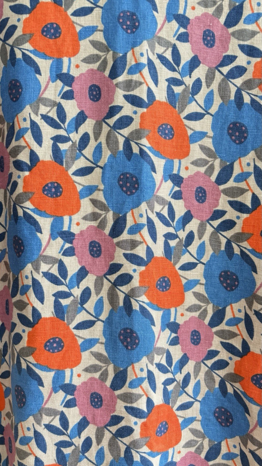 Seasalt Sol Blaze Dress Size 12 100% Linen Tunic Grey Floral Cottagecore Costal