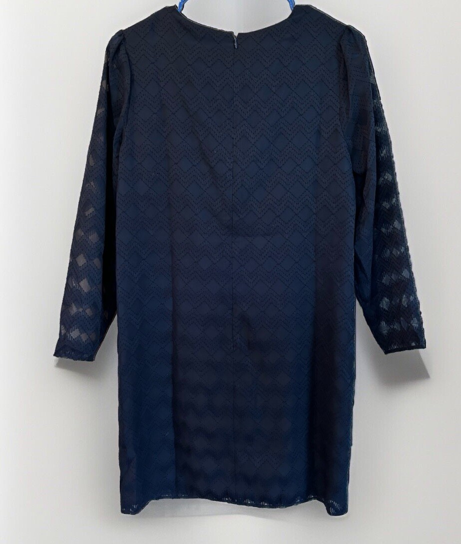 Ali & Jay Navy Blue Chevron Textured Mini Dress Size M NWT Long Sleeve Lined