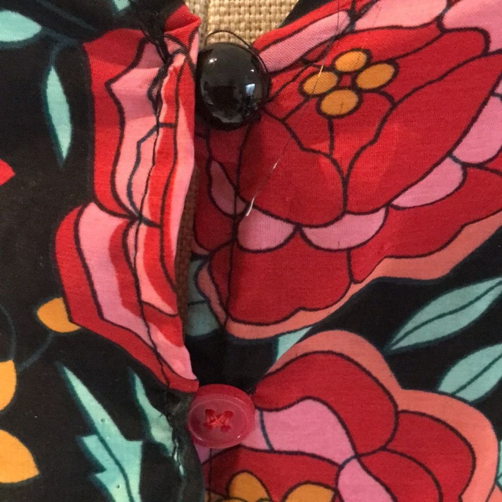 Black floral peacock colorful print short sleeves hi-low maxi dress boho gypsy M