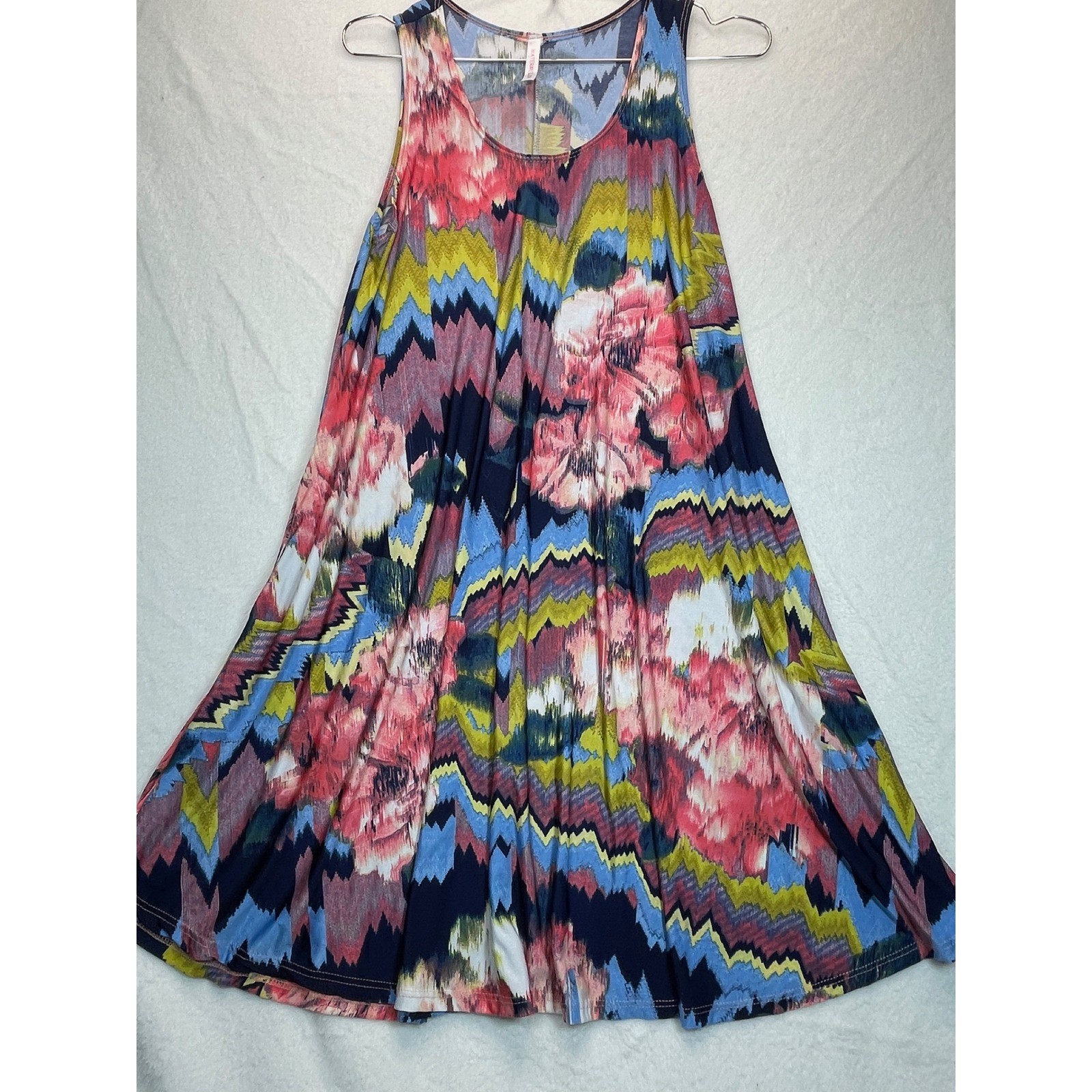 Watermelon Sleeveless Trapeze Swing Dress L Tropical Beach Vacation Resort Art