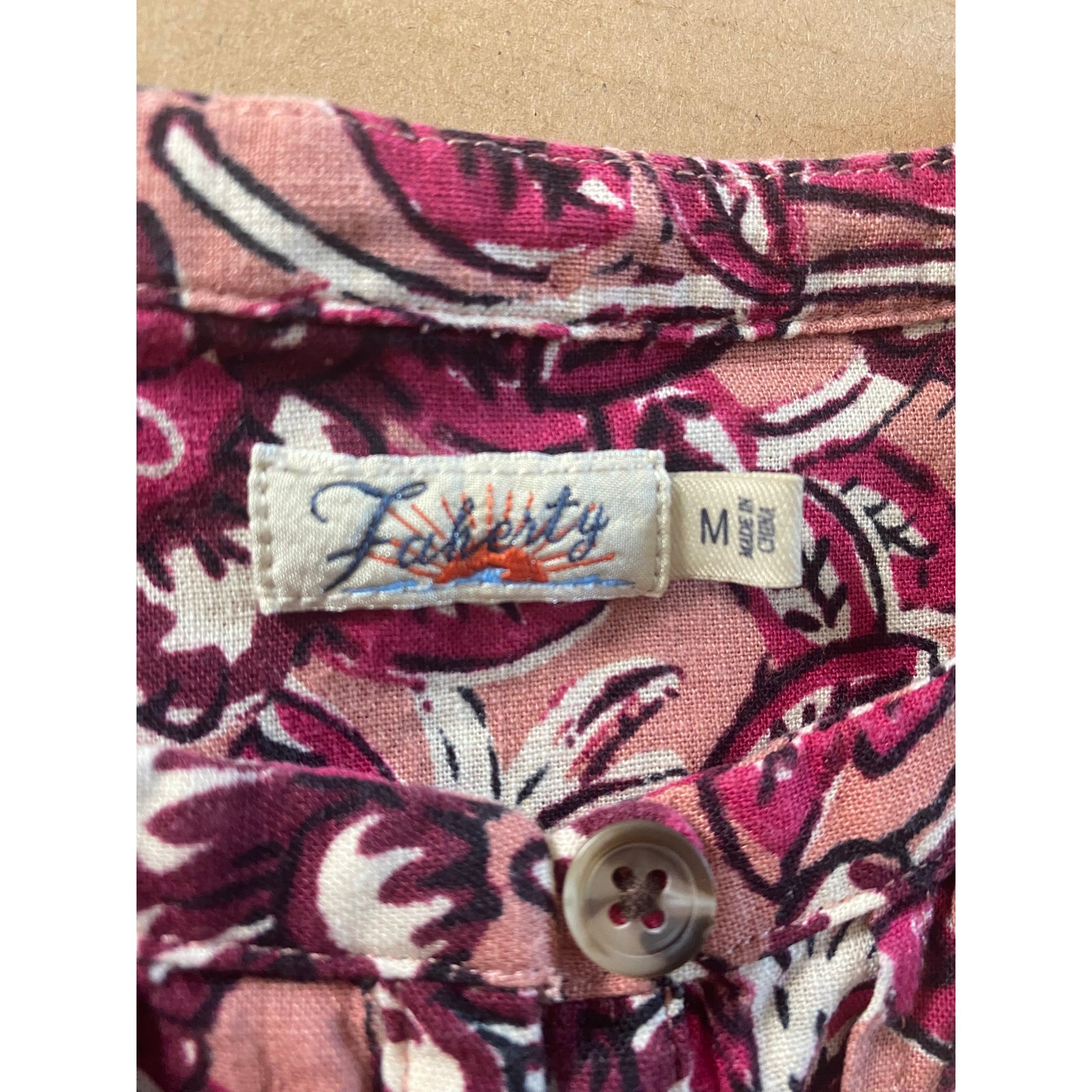 FAHERTY DRESS M ISHA LINEN FLORAL MIDI PINK COTTAGECORE MILKMAID FALL BOHO