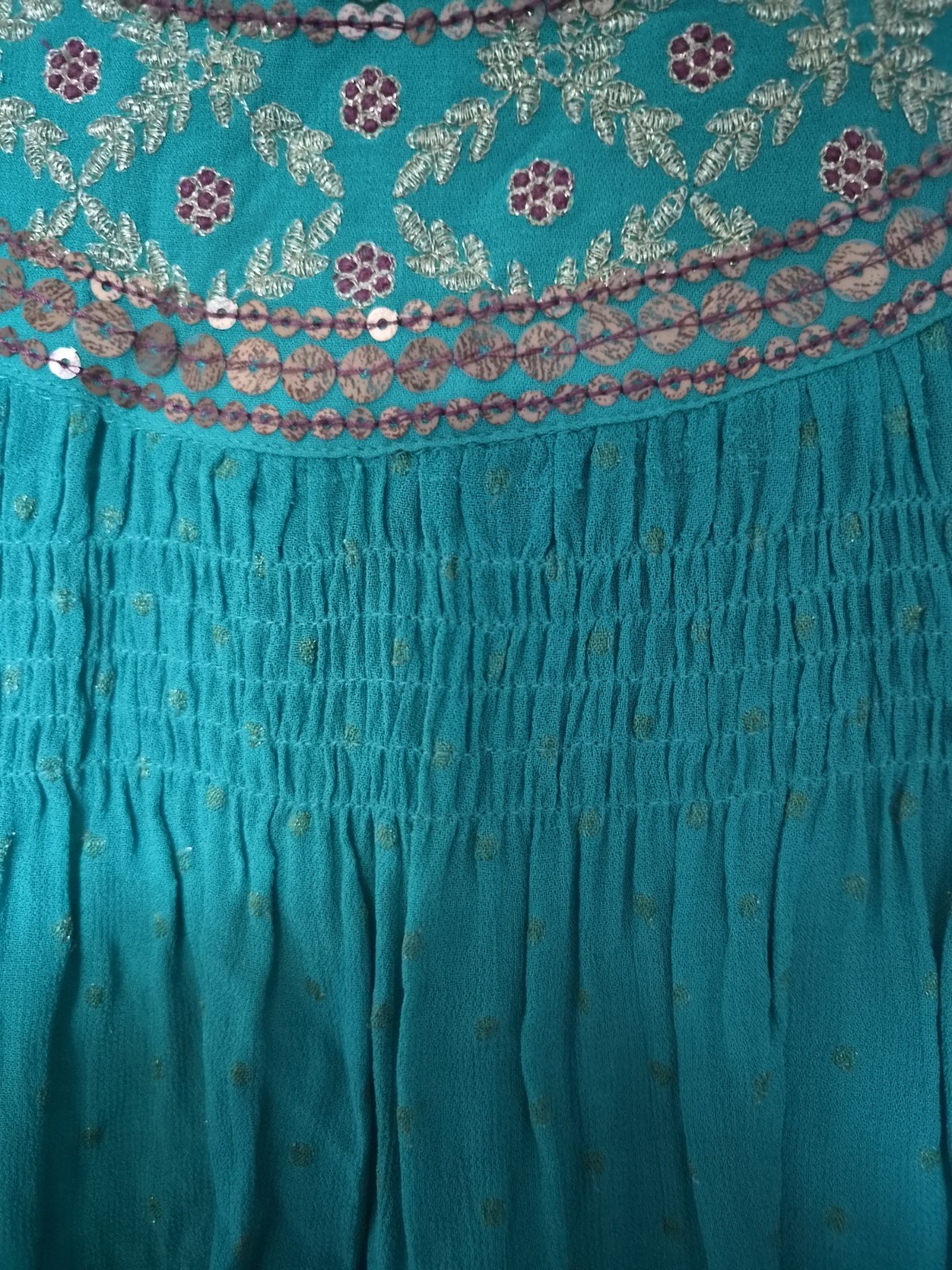 Monsoon Summer Dress Decorative Sequins and Embroidery Viscose Size S