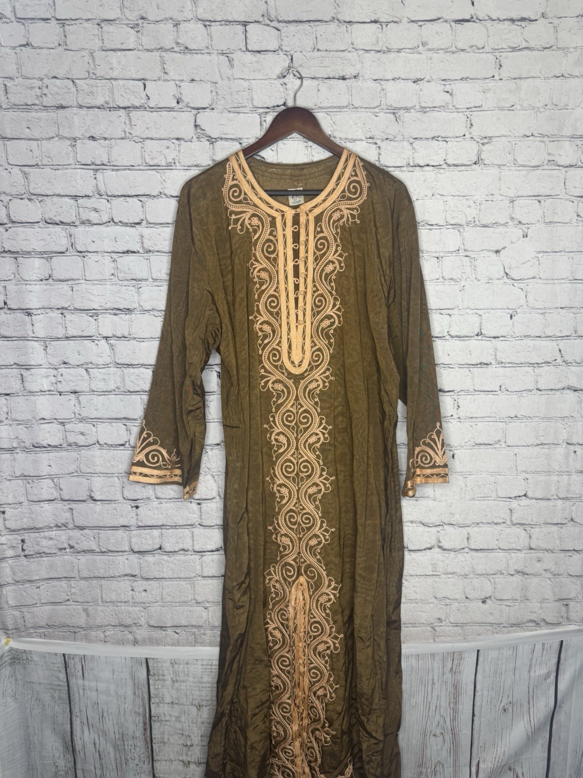 Moustafa Gold Egypt Long Sleeve Oversized Dress Women’s XL