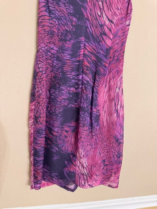 Presley Skye Purple 100% Silk Front Knot Style Sleeveless Tulip Dress, PM EUC