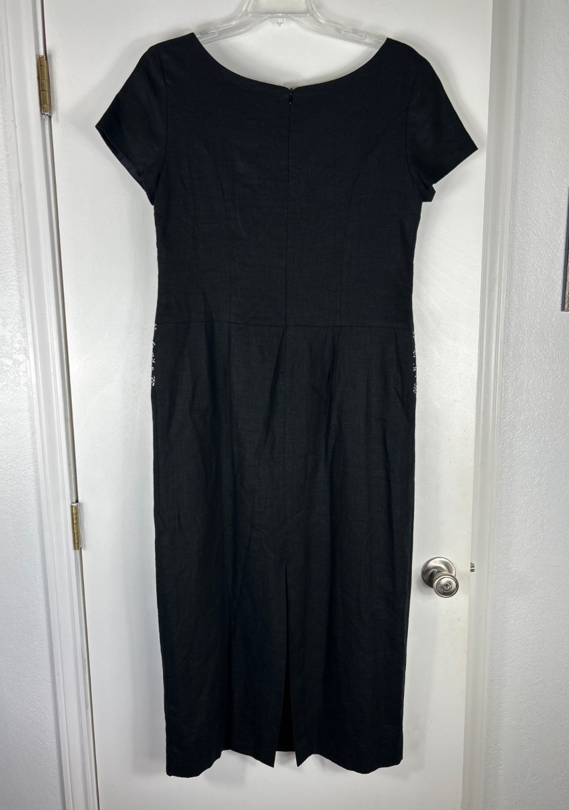 Jessica Howard Black Short Sleeve Linen Blend Maxi Dress Size 14