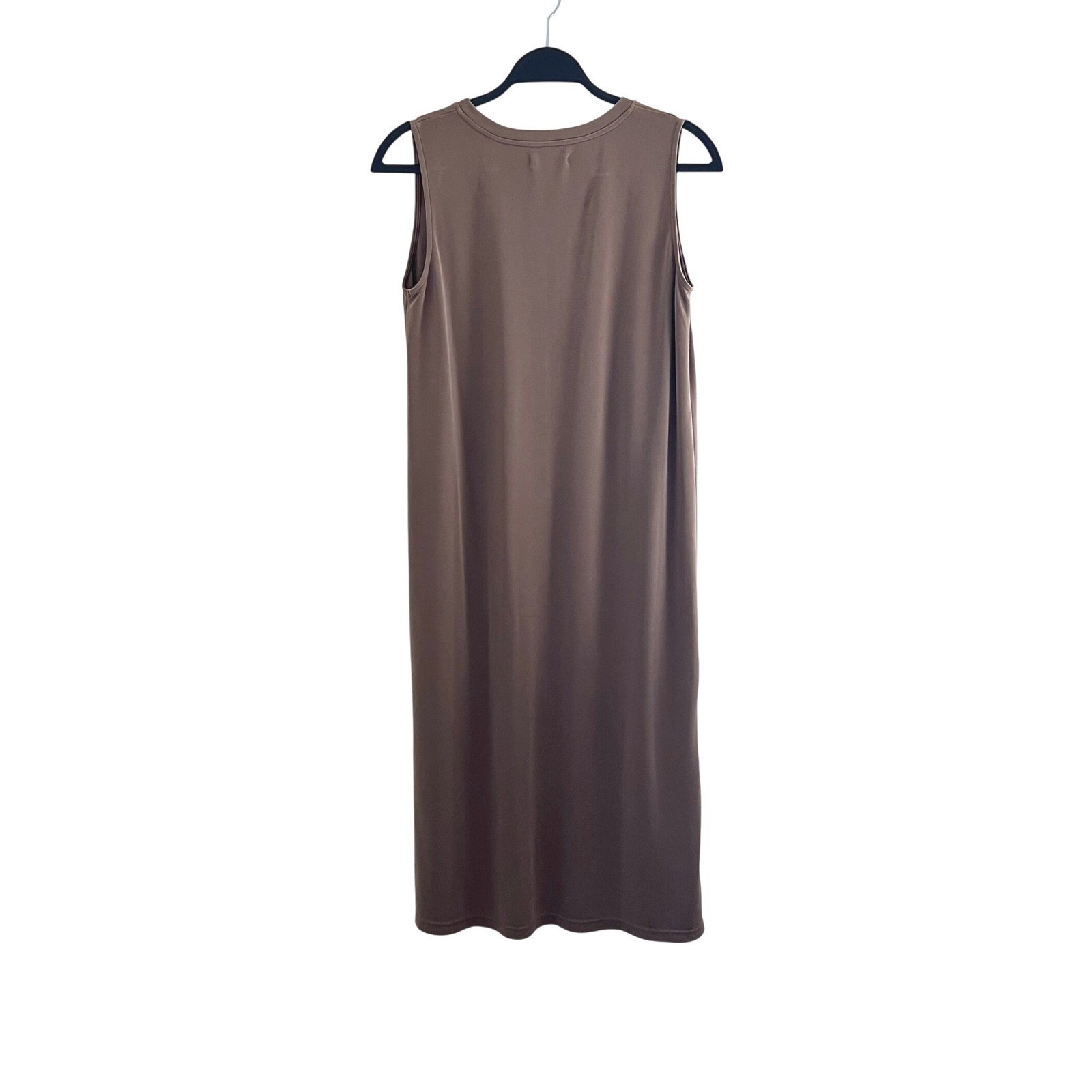MOD REF Brown Taupe Round Neck Midi Dress S Minimal Comfortable Casual