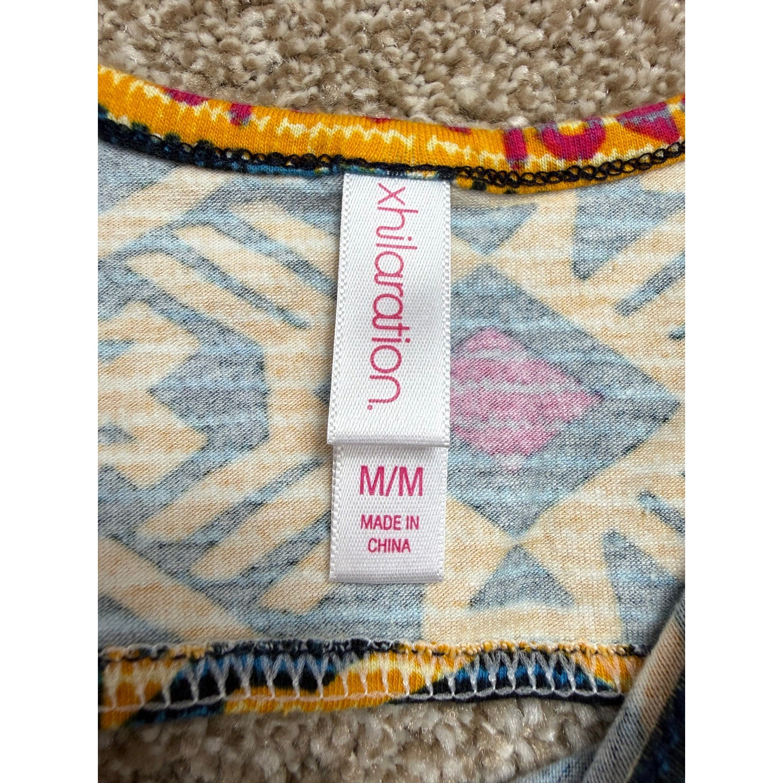 Xhilaration Yellow Geometric Tribal Print Skater Tank Top Cutout Back Medium M