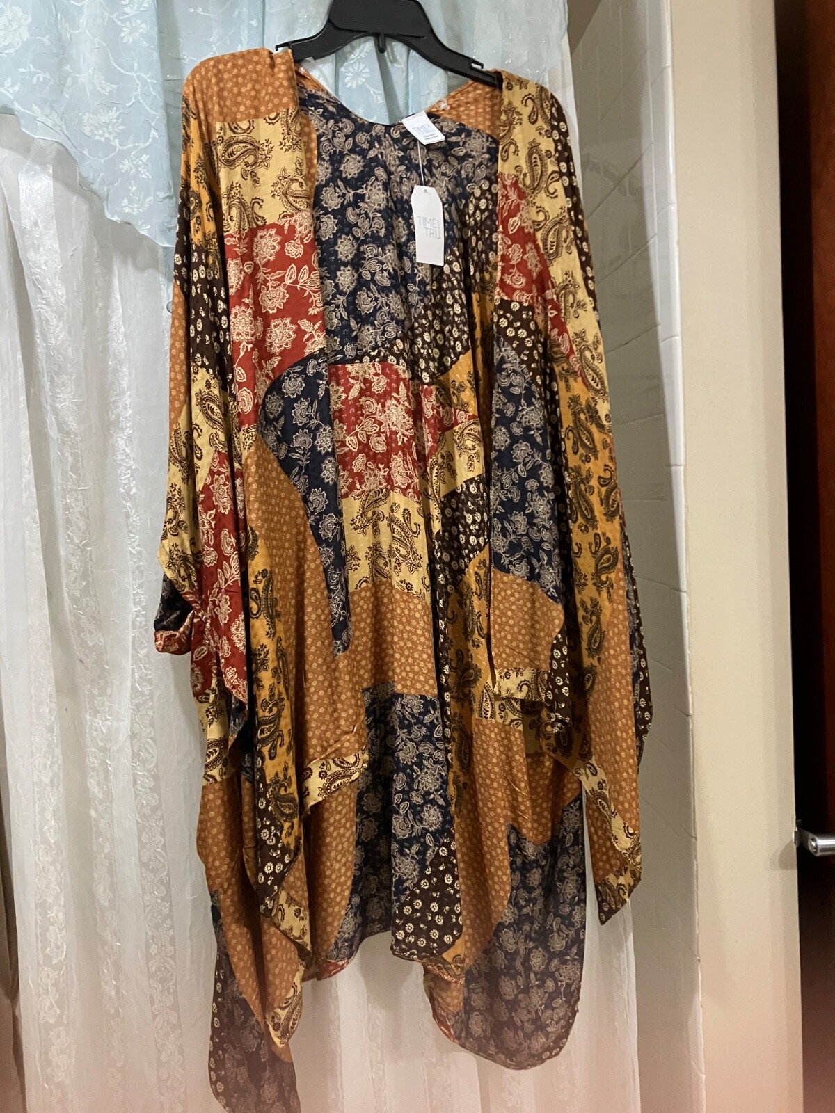 Brown Pattern 3 Piece Set. Bohemian Dress with Cover and Hat.
