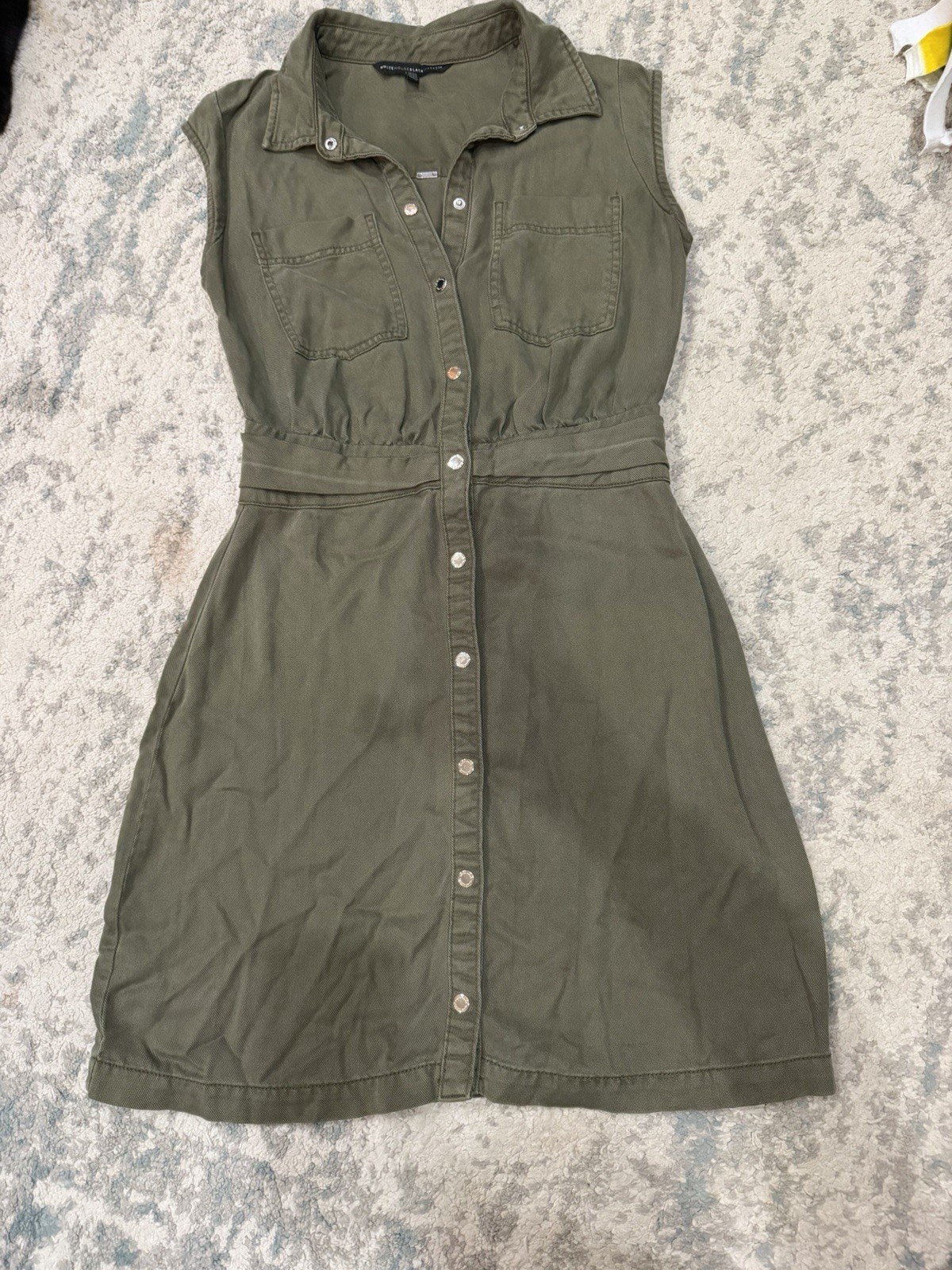 White House Black Market Sleeveless Utility Dress with Button-Front Closure sz6