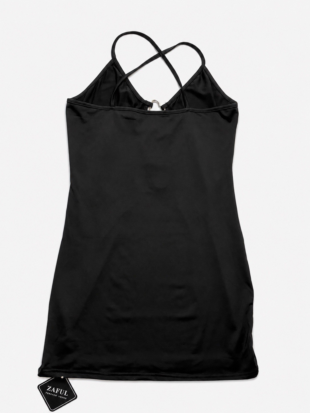Zaful Black Heart Ring Bodycon Mini Dress Criss Cross Strappy Women’s Size M NWT