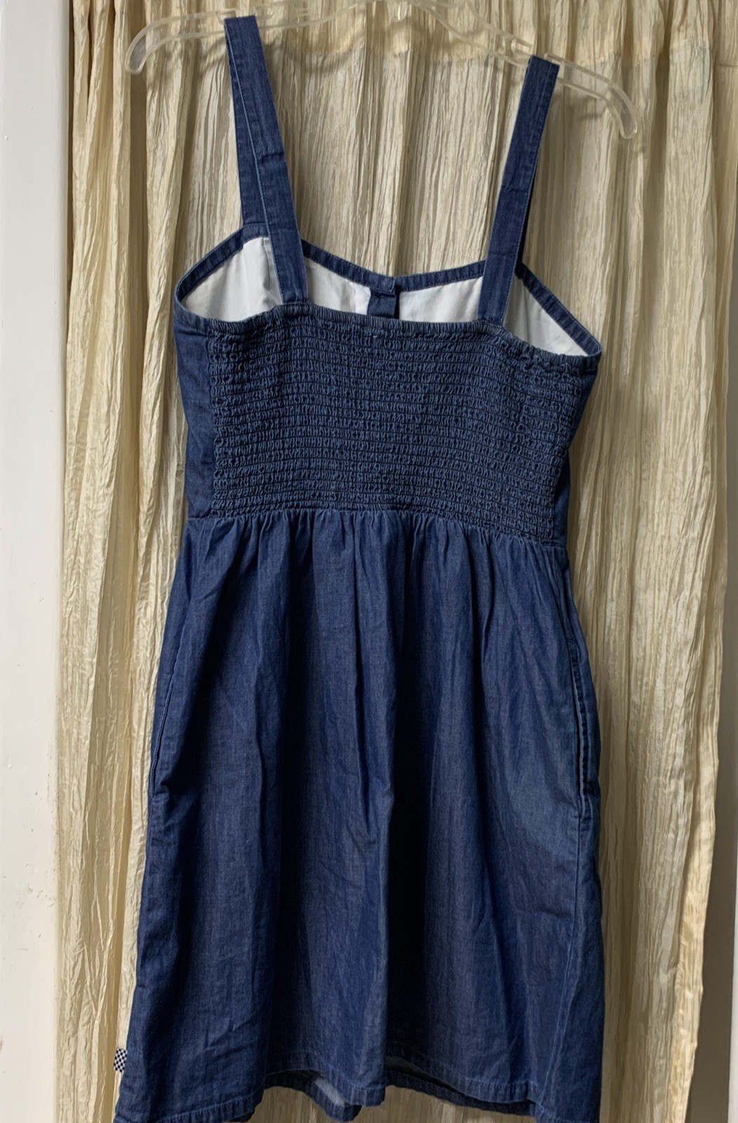 Vans Denim SunDress Button Top Front Smocked Back Dress Straps Women’s Medium