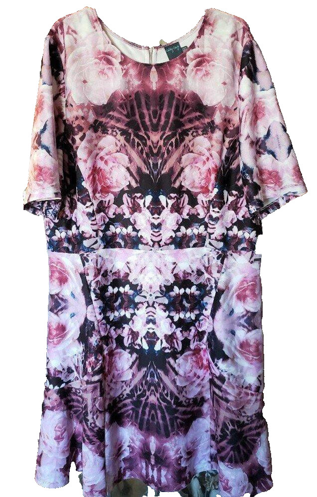 GABBY SKYE Plus Size 22W Elbow Length Sleeve Floral Scuba Dress NWT $98